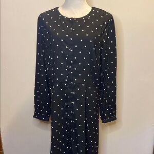 LOFT Black and White Long Sleeve Sheath Dress